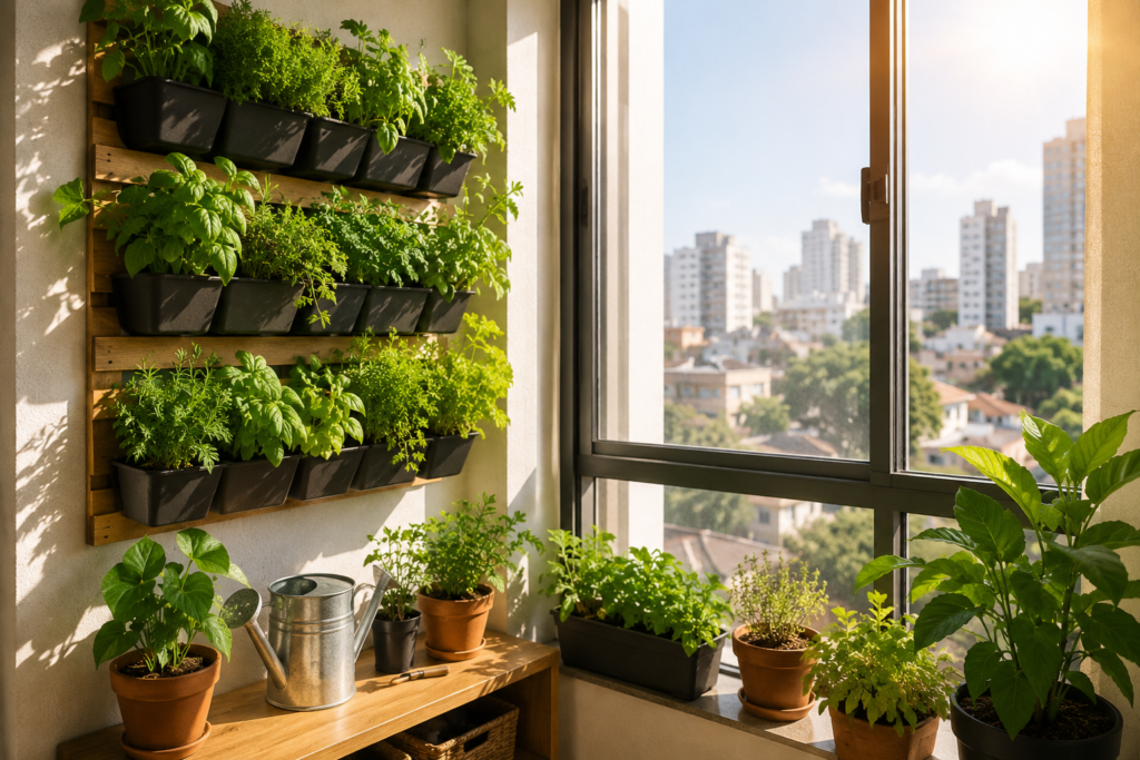 luz natural para horta em apartamento