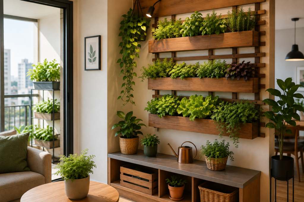 horta bonita em apartamento