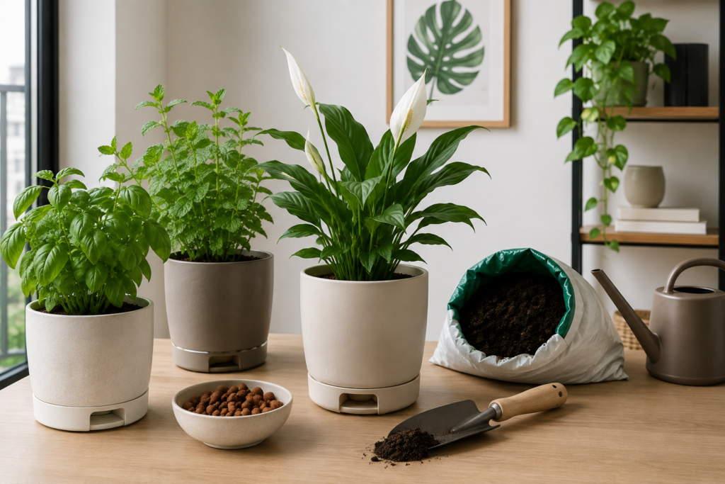 plantas sem sujeira em apartamento